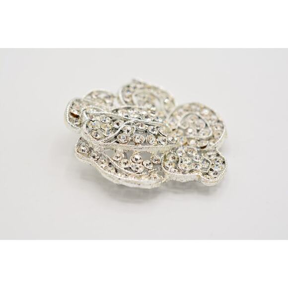 Weiss Vintage Crystal Flower Pin Brooch Rhinestone Sparkling Silver Signed BinJ - Picture 10 of 12